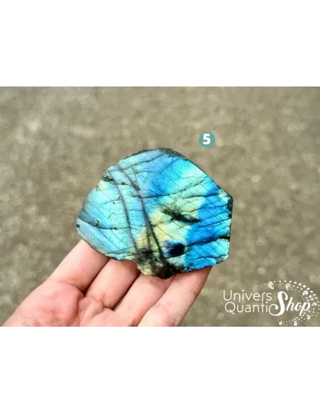 labradorite pierre brute naturelle bleue avec face polie, numéro 5