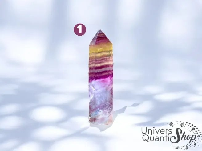 pointe fluorite multicolore numéro de qualité AA sur fond blanc