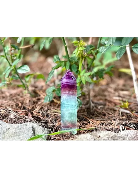 pointe fluorite multicolore pierre numéro 2 dans la nature