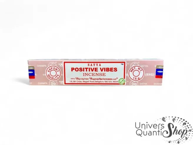 encens satya positive vibes boite rose sur un fond blanc